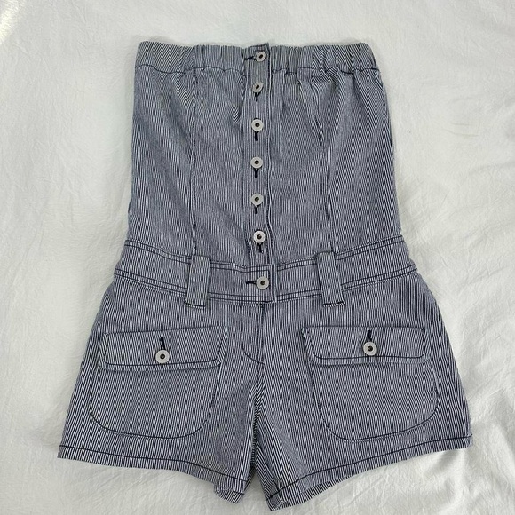 Pinstripe Denim Romper - Picture 7 of 7